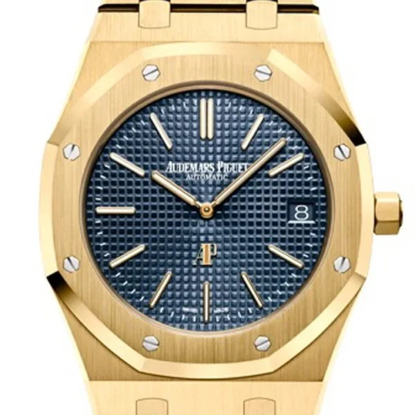 Audemars Piguet Royal Oak 39mm Blue dial with “Petite Tapisserie” pattern 18K Yellow Gold Extra-Thin Watch 15202BA.OO.1240BA.01 DCM