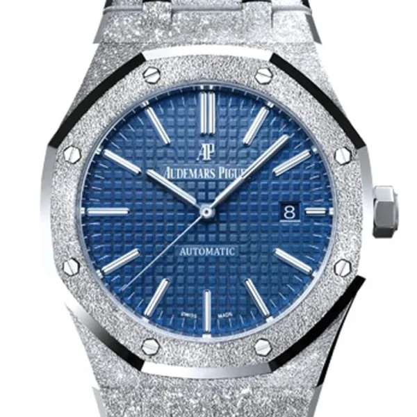 Audemars Piguet Royal Oak 41mm Blue dial Hammered 18K white gold Men's Watch 15410BC.GG.1224BC.01