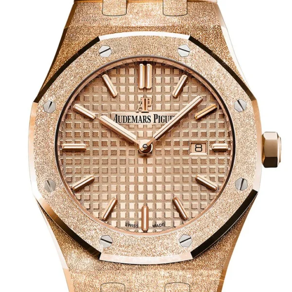 Audemars Piguet Royal Oak 33mm Frosted Pink Gold-toned Dial Ladies 18k Rose Gold Watch 67653OR.GG.1263OR.02