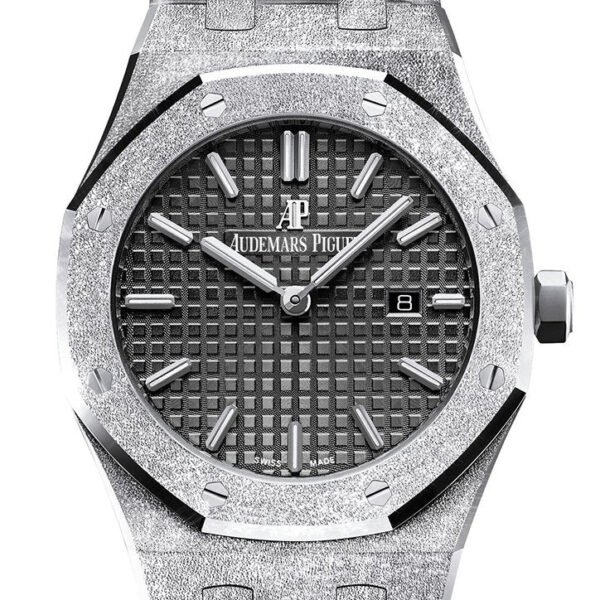 Audemars Piguet Royal Oak Frosted Black Dial Ladies 18k White Gold Watch 67653BC.GG.1263BC.02