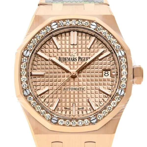 Audemars Piguet Royal Oak 37mm Pink gold-toned Automatic 18K Pink Gold Ladies Diamond Watch 15451OR.ZZ.1256OR.03