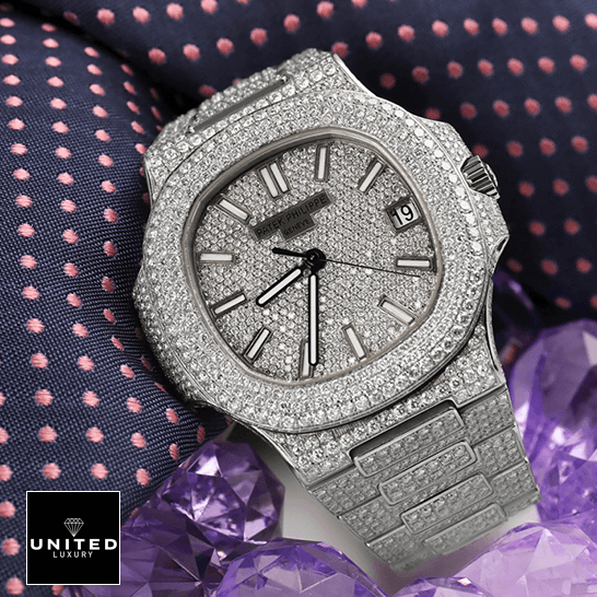 patek_philippe_nautilus_jumbo_white_dial_5719_10G_010_iced_out_replica_front_three